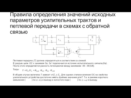 Правила определения значений исходных параметров усилительных трактов и петлевой передачи в схемах с