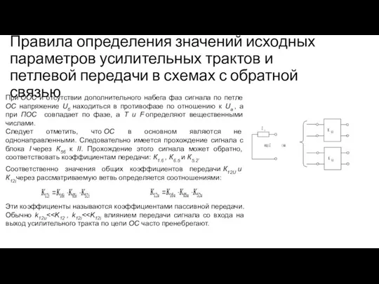 Правила определения значений исходных параметров усилительных трактов и петлевой передачи в схемах с