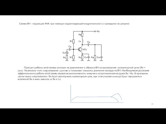 Схема ВЧ - коррекции АЧХ при помощи корректирующей индуктивности Lк приведена на рисунке