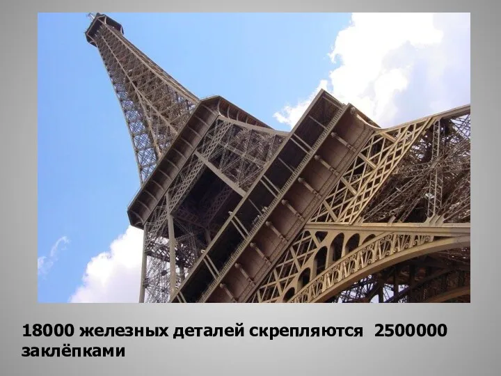 18000 железных деталей скрепляются 2500000 заклёпками