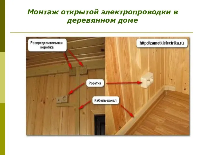 Монтаж открытой электропроводки в деревянном доме