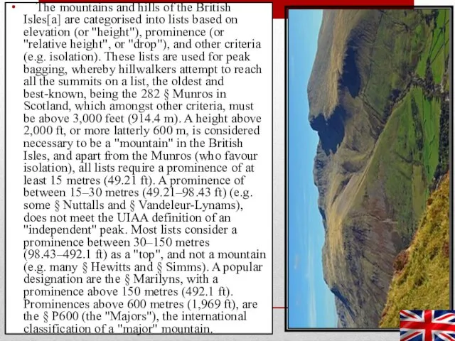 The mountains and hills of the British Isles[a] are categorised