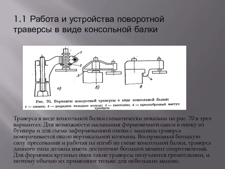 1.1 Работа и устройства поворотной траверсы в виде консольной балки