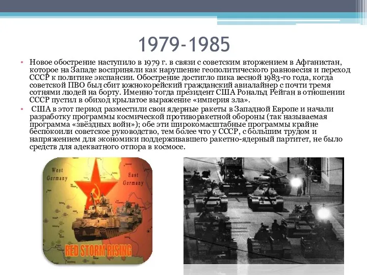 1979-1985 Новое обострение наступило в 1979 г. в связи с