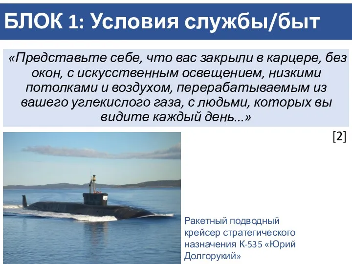 БЛОК 1: Условия службы/быт «Представьте себе, что вас закрыли в карцере, без окон,