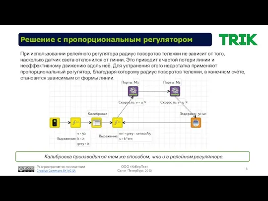 Решение с пропорциональным регулятором При использовании релейного регулятора радиус поворотов