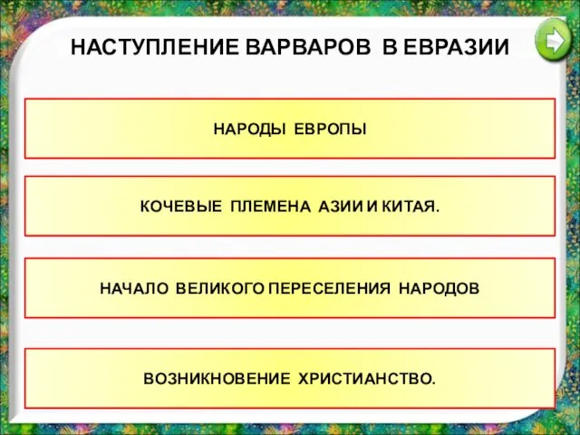 НАСТУПЛЕНИЕ ВАРВАРОВ В ЕВРАЗИИ НАРОДЫ ЕВРОПЫ КОЧЕВЫЕ ПЛЕМЕНА АЗИИ И