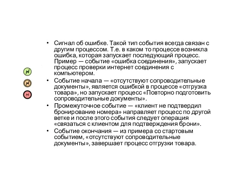 Сигнал об ошибке. Такой тип события всегда связан с другим