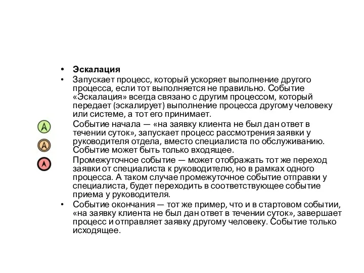 Эскалация Запускает процесс, который ускоряет выполнение другого процесса, если тот