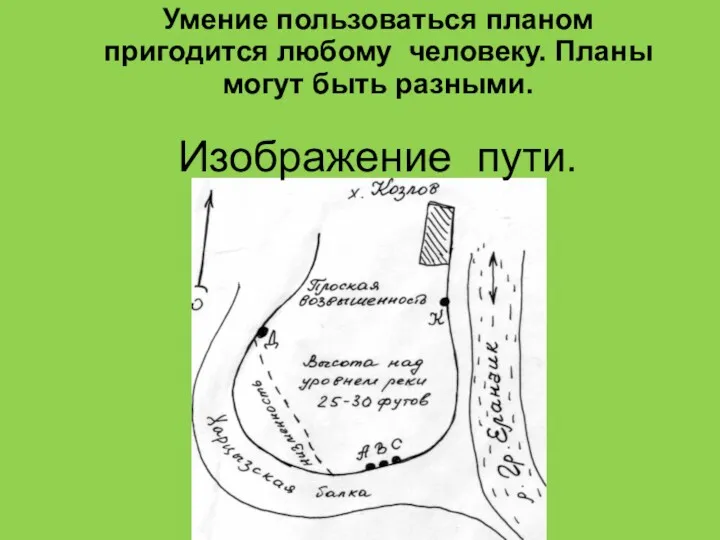 Умение пользоваться планом пригодится любому человеку. Планы могут быть разными. Изображение пути.