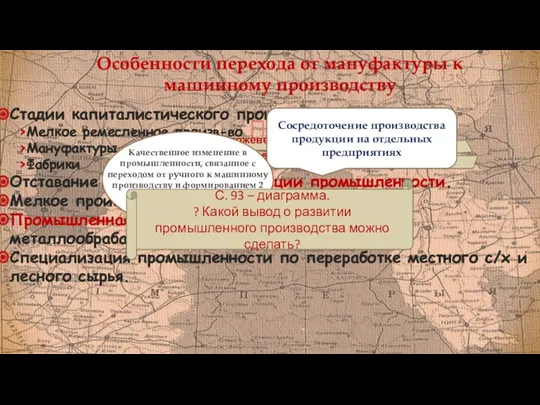 Особенности перехода от мануфактуры к машинному производству Стадии капиталистического произв-ва: