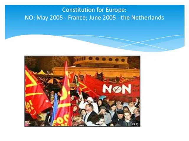 Constitution for Europe: NO: May 2005 - France; June 2005 - the Netherlands