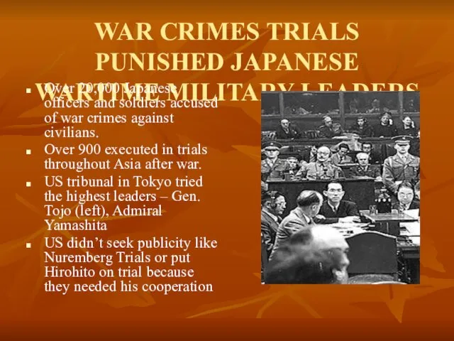 WAR CRIMES TRIALS PUNISHED JAPANESE WARTIME MILITARY LEADERS Over 20,000