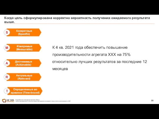 Когда цель сформулирована корректно вероятность получения ожидаемого результата выше. Конкретные