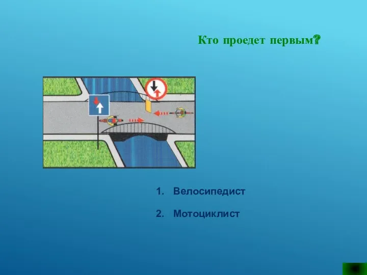 Кто проедет первым? Велосипедист Мотоциклист