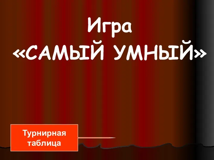 Игра «САМЫЙ УМНЫЙ» Турнирная таблица