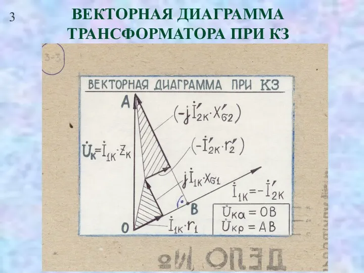 ВЕКТОРНАЯ ДИАГРАММА ТРАНСФОРМАТОРА ПРИ КЗ 3