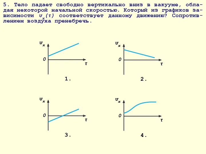 5. Тело падает свободно вертикально вниз в вакууме, обла-дая некоторой