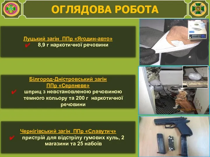 Луцький загін ППр «Ягодин-авто» 8,9 г наркотичної речовини Білгород-Дністровський загін