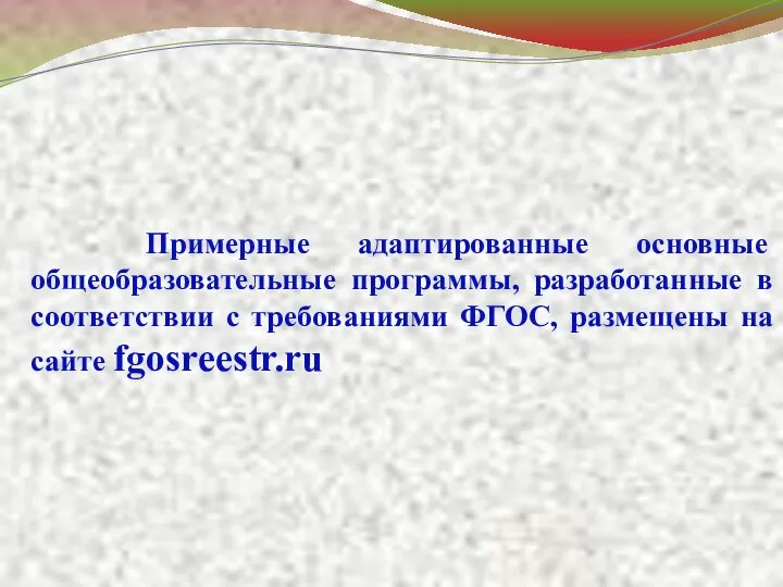 Примерные адаптированные основные общеобразовательные программы, разработанные в соответствии с требованиями ФГОС, размещены на сайте fgosreestr.ru