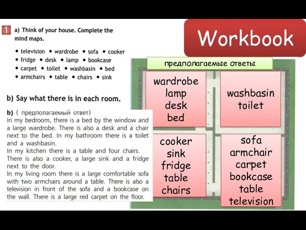 Workbook wardrobe lamp desk bed предполагаемые ответы washbasin toilet cooker sink fridge table