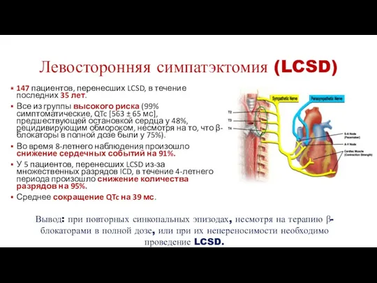 Левосторонняя симпатэктомия (LCSD) 147 пациентов, перенесших LCSD, в течение последних