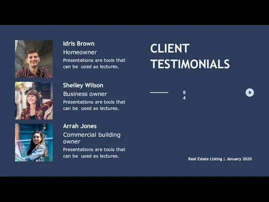 CLIENT TESTIMONIALS Idris Brown Homeowner Presentations are tools that can be used as