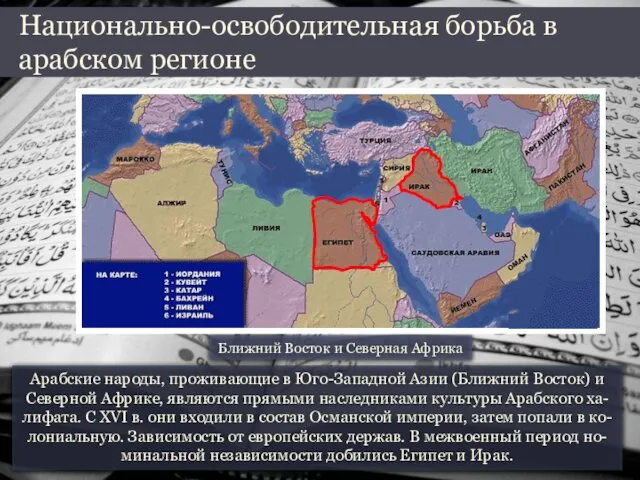 Арабские народы, проживающие в Юго-Западной Азии (Ближний Восток) и Северной