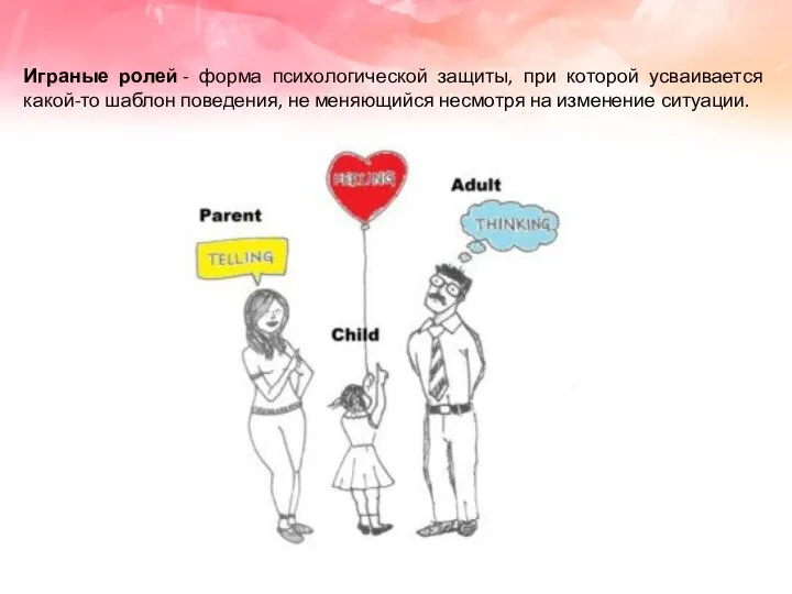 Играные ролей - форма психологической защиты, при которой усваивается какой-то