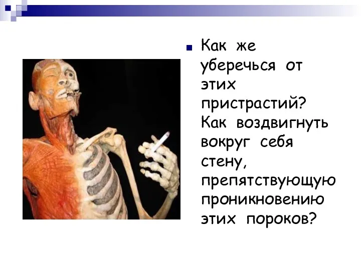 Как же уберечься от этих пристрастий? Как воздвигнуть вокруг себя стену, препятствующую проникновению этих пороков?