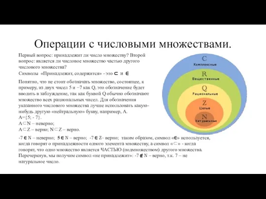 Операции с числовыми множествами. Первый вопрос: принадлежит ли число множеству?