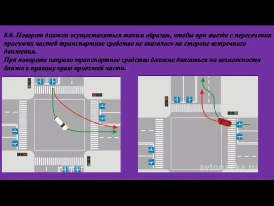 8.6. Поворот должен осуществляться таким образом, чтобы при выезде с