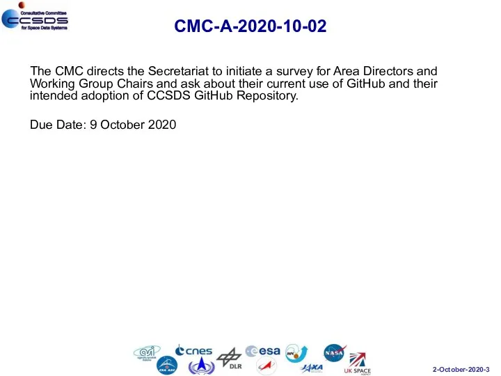 CMC-A-2020-10-02 The CMC directs the Secretariat to initiate a survey for Area Directors
