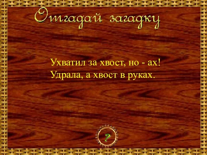 ? Ухватил за хвост, но - ах! Удрала, а хвост в руках.