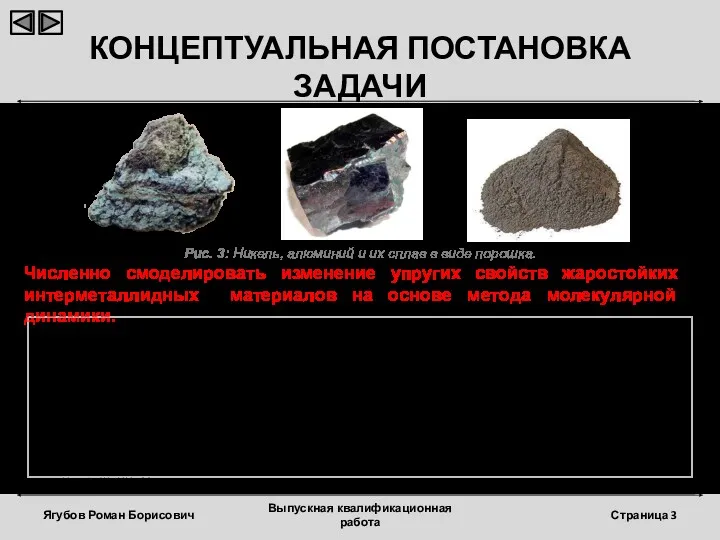 КОНЦЕПТУАЛЬНАЯ ПОСТАНОВКА ЗАДАЧИ Численно смоделировать изменение упругих свойств жаростойких интерметаллидных материалов на основе