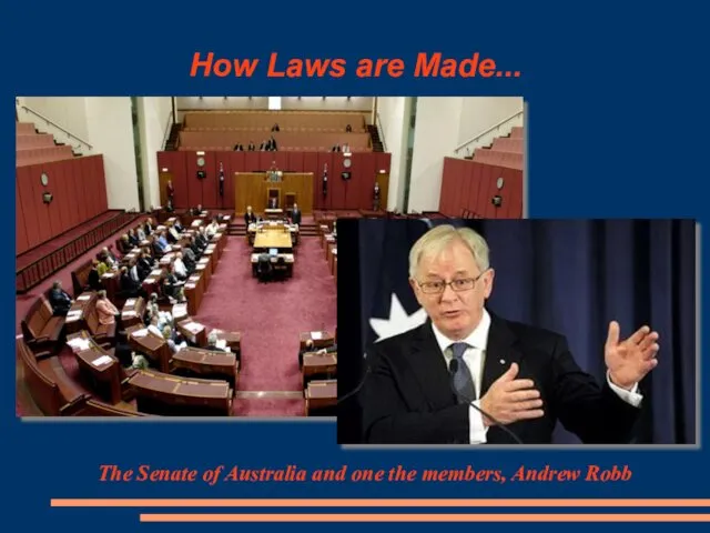 How Laws are Made... The Senate of Australia and one the members, Andrew Robb