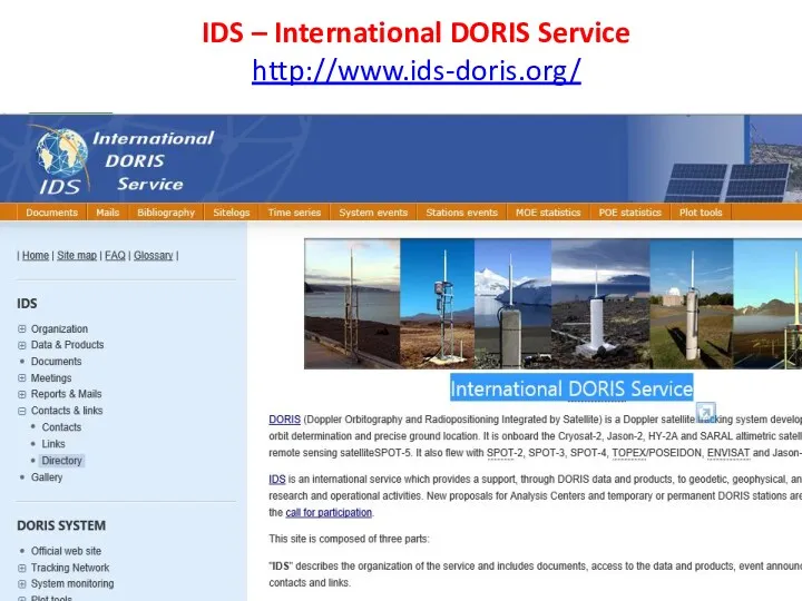 IDS – International DORIS Service http://www.ids-doris.org/