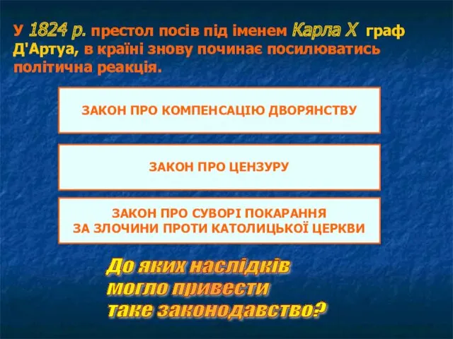 У 1824 р. престол посів під іменем Карла X граф