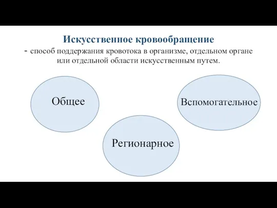 Искусственное кровообращение - способ поддержания кровотока в организме, отдельном органе