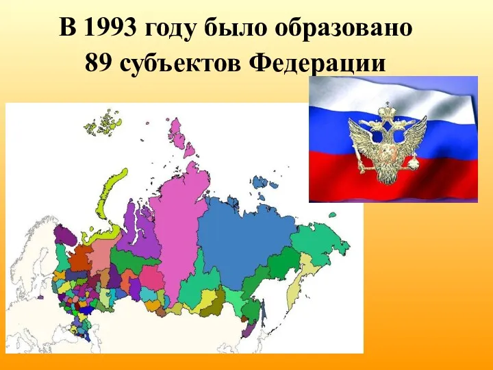 В 1993 году было образовано 89 субъектов Федерации