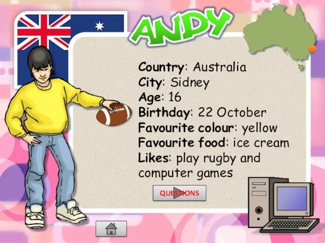 Country: Australia City: Sidney Age: 16 Birthday: 22 October Favourite