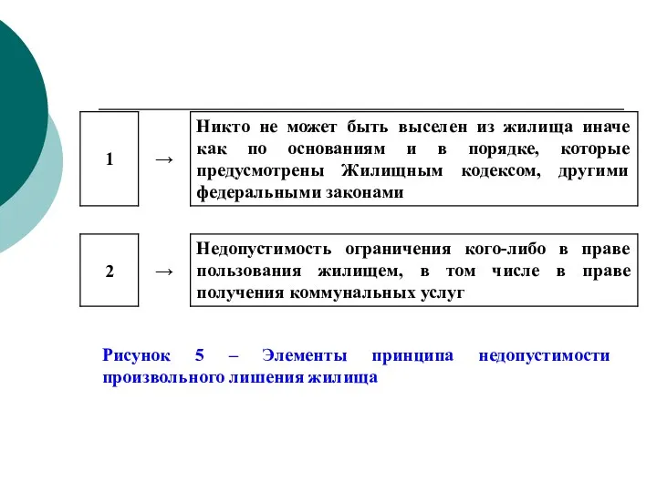 Рисунок 5 – Элементы принципа недопустимости произвольного лишения жилища