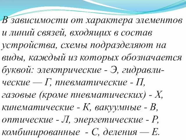 В зависимости от характера элементов и линий связей, входящих в