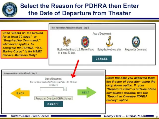 Select the Reason for PDHRA then Enter the Date of