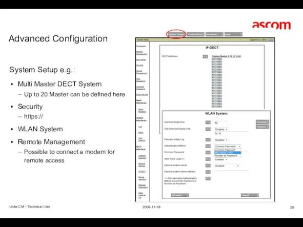 Advanced Configuration Unite CM – Technical Intro System Setup e.g.: