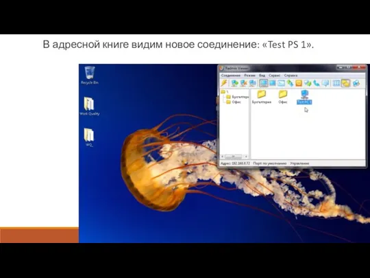 В адресной книге видим новое соединение: «Test PS 1».