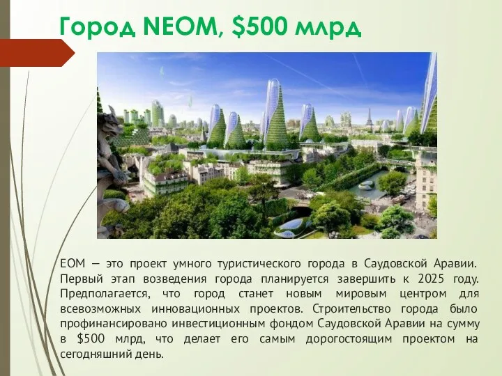 Город NEOM, $500 млрд EOM — это проект умного туристического