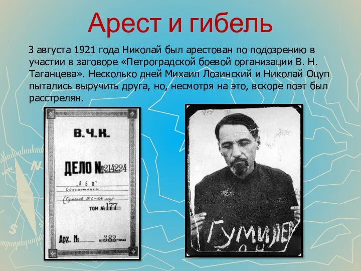 Арест и гибель 3 августа 1921 года Николай был арестован