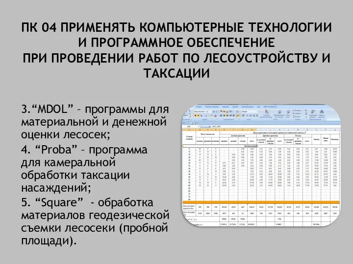 ПК 04 ПРИМЕНЯТЬ КОМПЬЮТЕРНЫЕ ТЕХНОЛОГИИ И ПРОГРАММНОЕ ОБЕСПЕЧЕНИЕ ПРИ ПРОВЕДЕНИИ