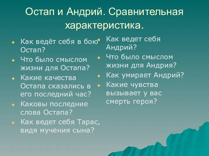 Остап и Андрий. Сравнительная характеристика. Как ведёт себя в бою